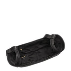 Lieblingstasche Le Foulonné black leather shoulder bag interior view with branded fabric lining and gold hardware