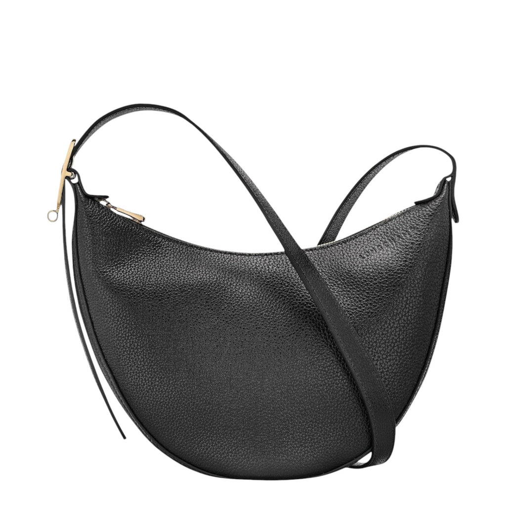 Lieblingstasche Le Foulonné small black crescent-shaped leather crossbody bag with gold-tone hardware