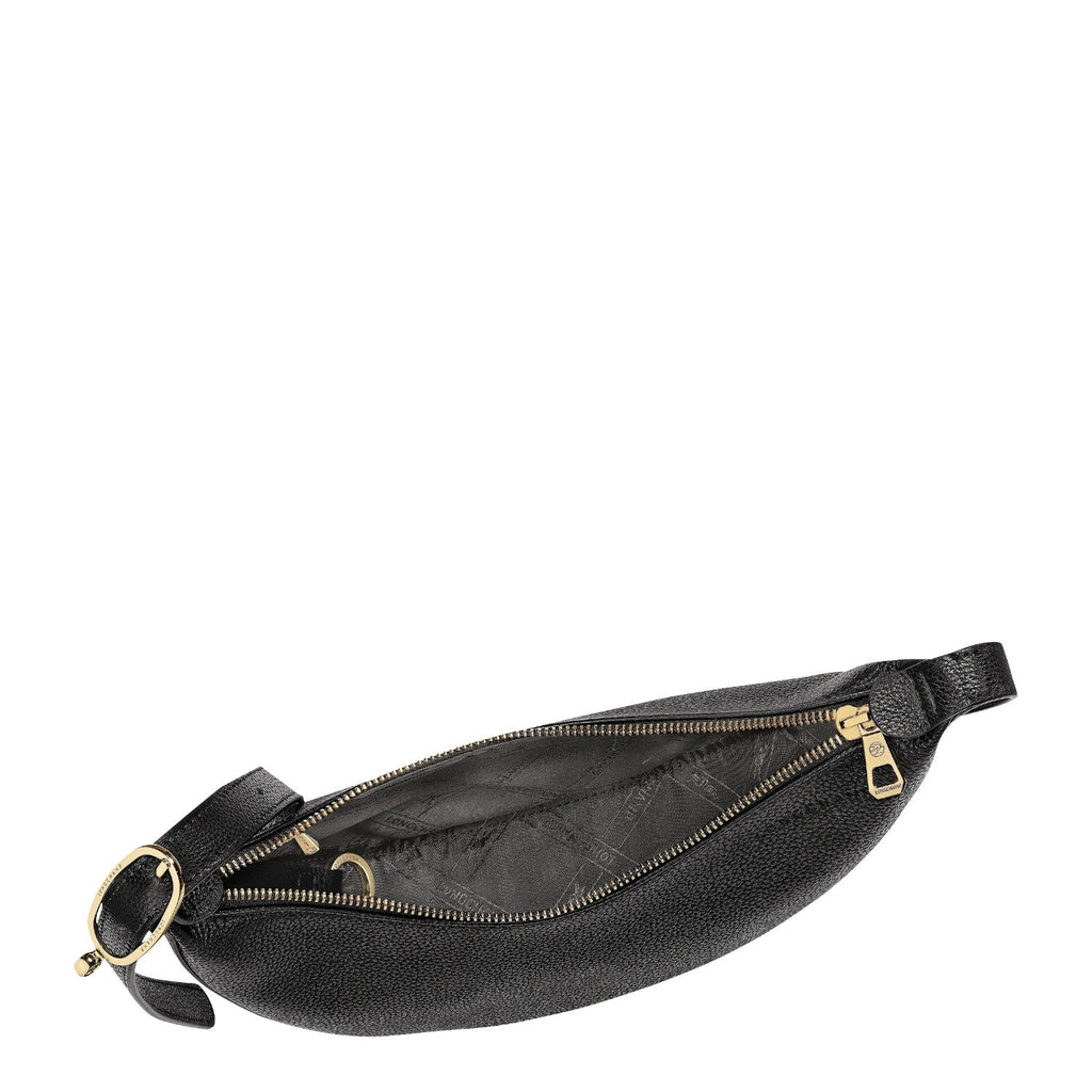 Lieblingstasche Le Foulonné small black leather crossbody bag with gold-tone zipper and branded interior lining