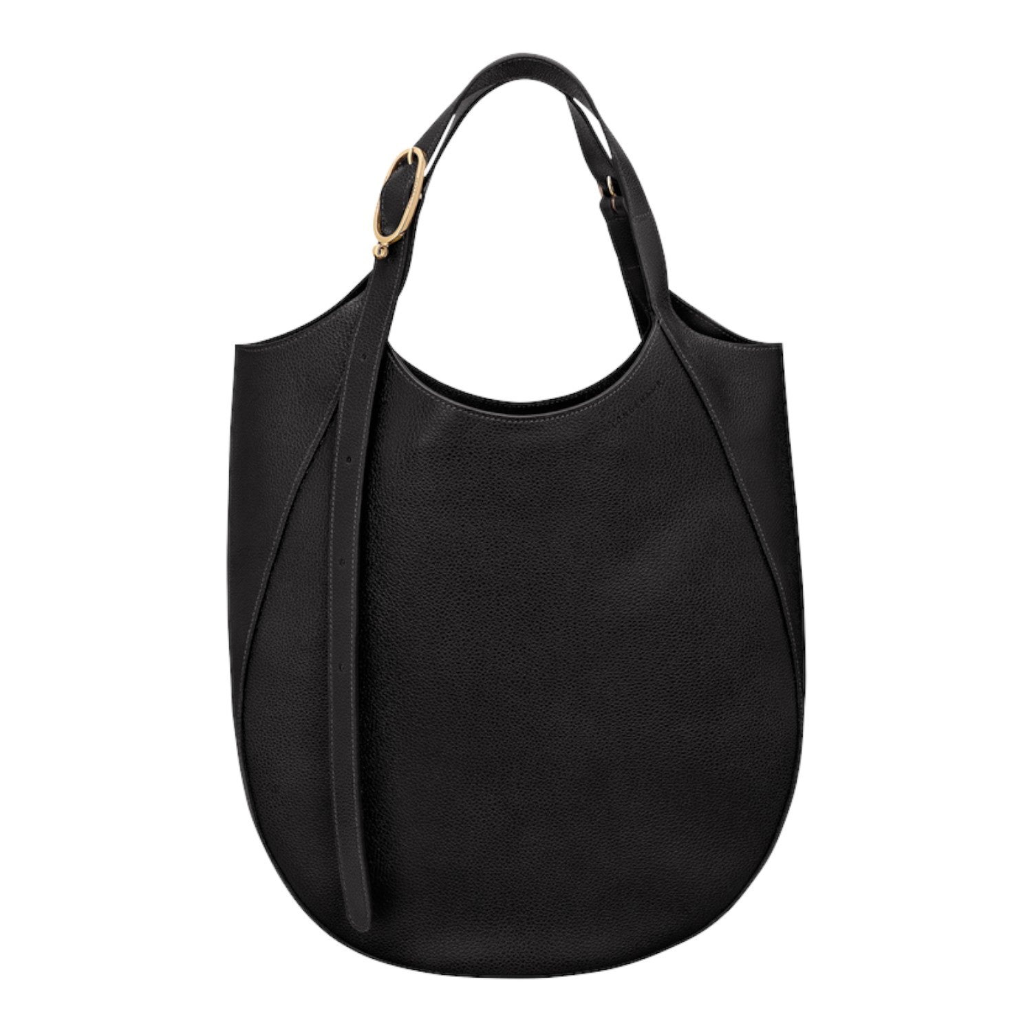 Lieblingstasche Le Foulonné XL black leather shoulder bag with gold buckle detail