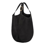 Lieblingstasche Le Foulonné XL black grained leather shoulder bag with gold-tone buckle detail
