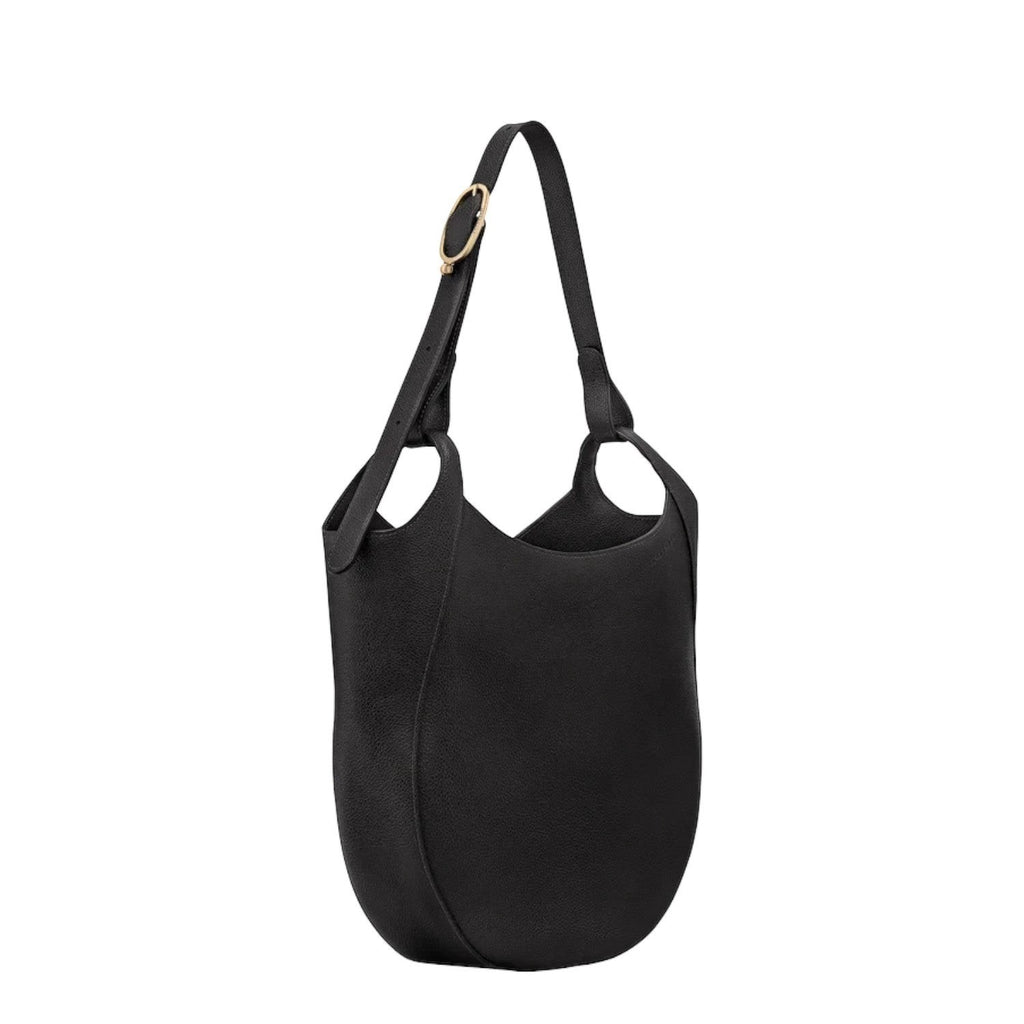 Lieblingstasche Le Foulonné black leather shoulder bag with a gold-tone buckle detail on the strap.