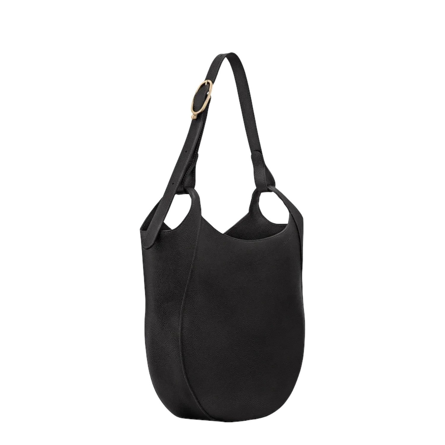 Lieblingstasche Le Foulonné black leather shoulder bag with a gold-tone buckle detail on the strap.