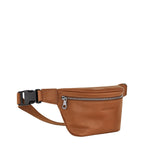 Lieblingstasche Le Foulonné brown grained leather belt bag with silver zipper and adjustable strap