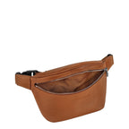 Lieblingstasche Le Foulonné brown grained leather belt bag with a silver zipper and branded interior lining
