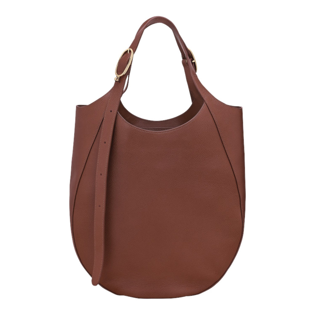 Lieblingstasche Le Foulonné XL shoulder bag in brown grained leather with gold-tone buckle hardware