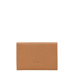 Lieblingstasche Le Foulonné card holder in tan pebbled leather with embossed logo.