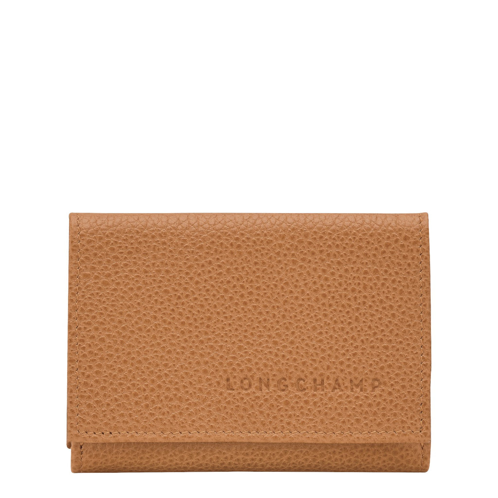 Lieblingstasche Le Foulonné cardholder in tan pebbled leather with embossed logo.