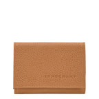 Lieblingstasche Le Foulonné cardholder in tan pebbled leather with embossed logo.