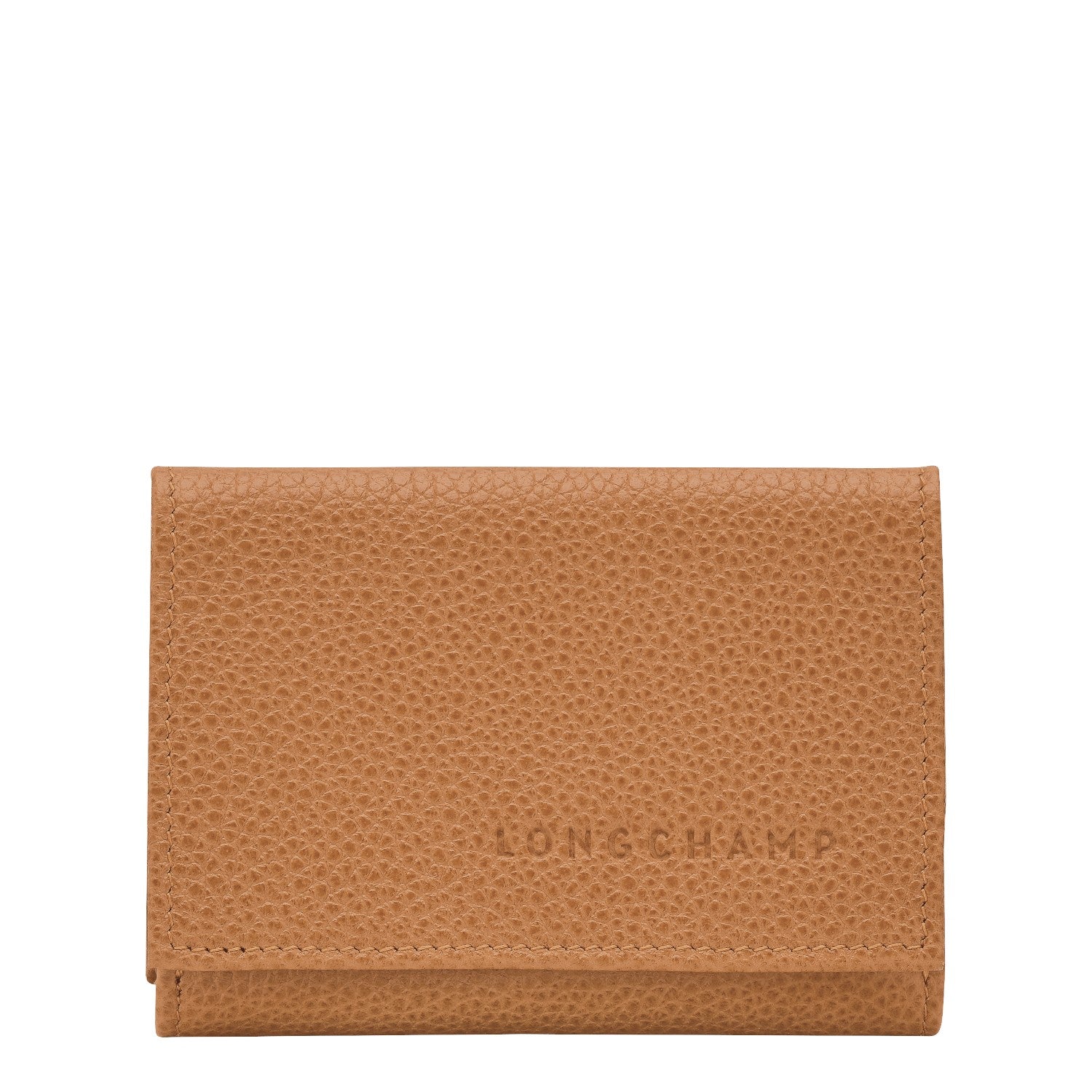 Lieblingstasche Le Foulonné cardholder in tan pebbled leather with embossed logo.