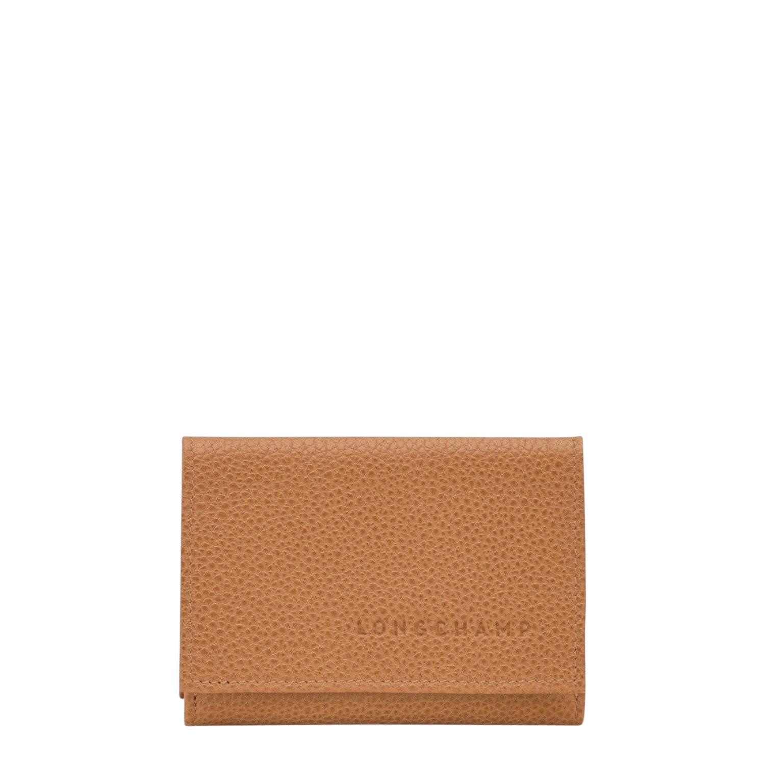 Lieblingstasche Le Foulonné cardholder in tan pebbled leather with embossed logo.