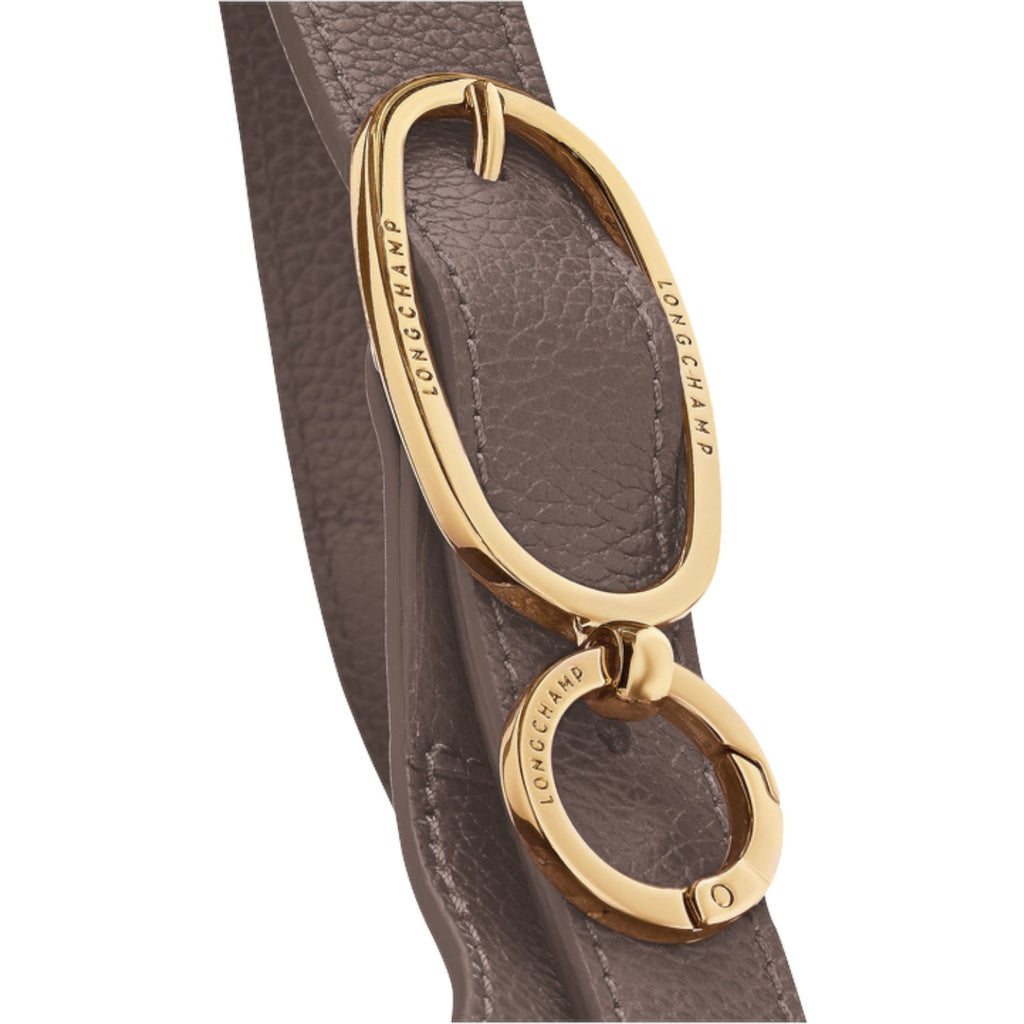 Lieblingstasche Le Foulonné XL shoulder bag detail featuring grey grained leather strap and gold-tone metal hardware