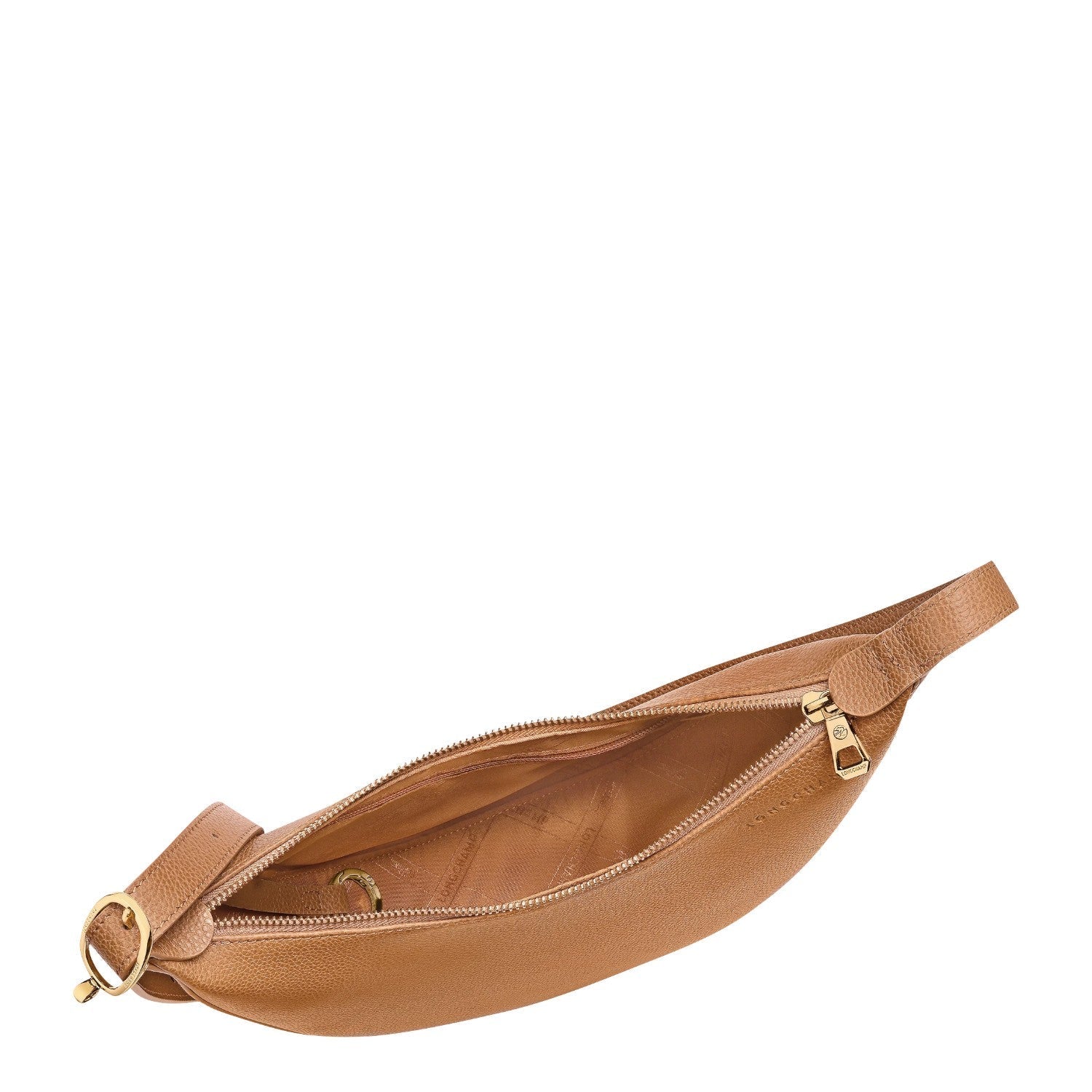 Lieblingstasche Le Foulonné S crossbody bag in tan pebbled leather with gold hardware and zip closure.