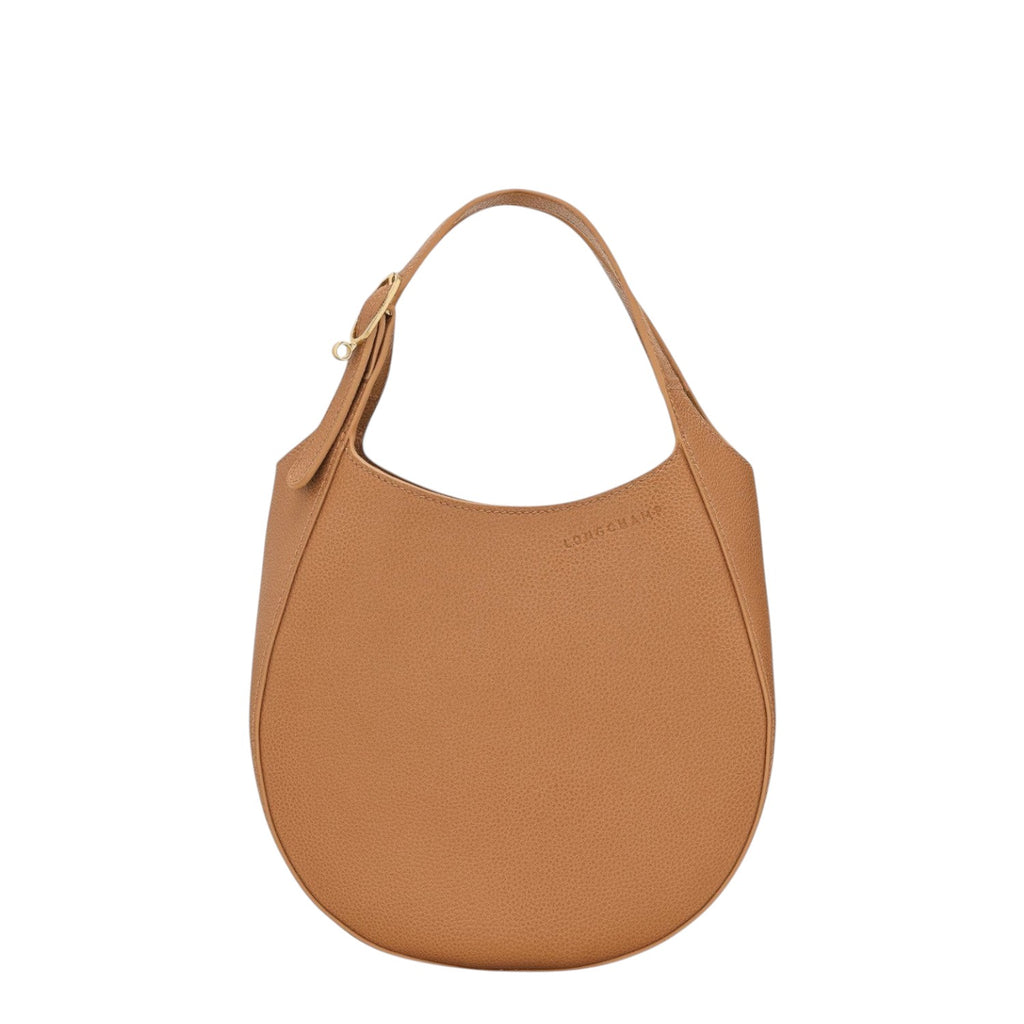 Lieblingstasche Le Foulonné S tan pebbled leather hobo handbag with gold hardware and adjustable strap.