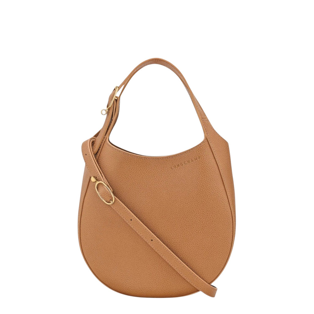 Lieblingstasche Le Foulonné S tan pebbled leather shoulder bag with adjustable strap and gold hardware.