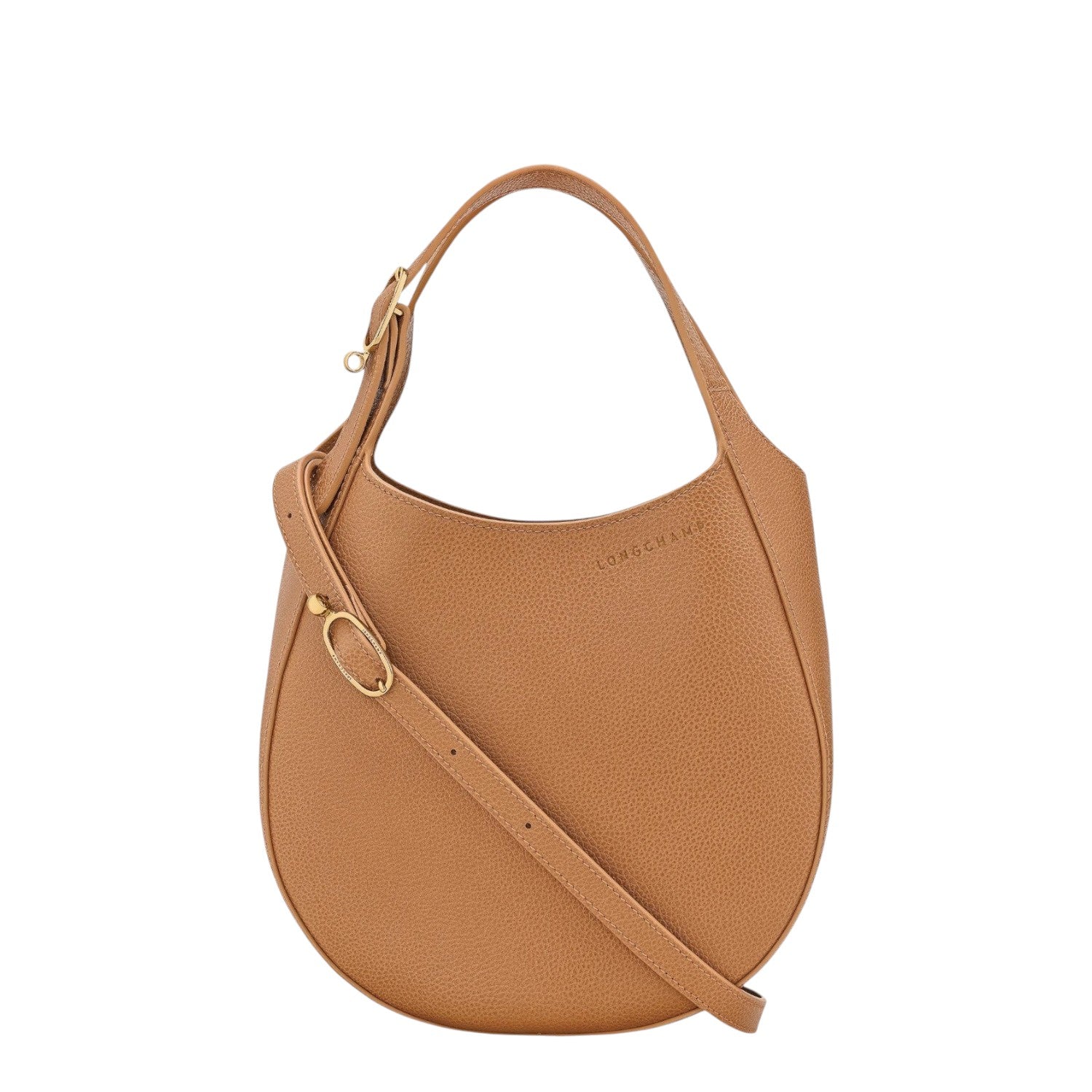 Lieblingstasche Le Foulonné S tan pebbled leather shoulder bag with adjustable strap and gold hardware.