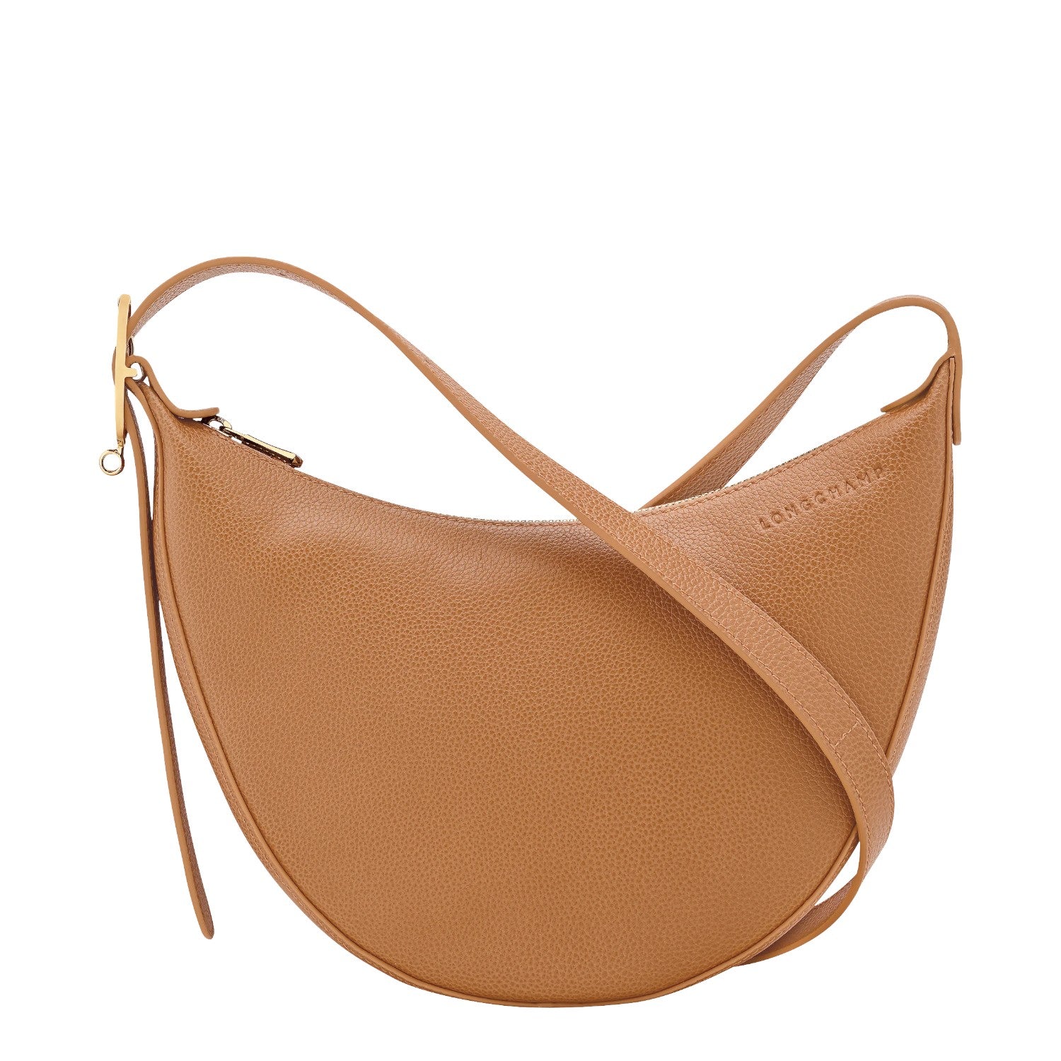 Lieblingstasche Le Foulonné S shoulder bag in tan pebbled leather with gold hardware and adjustable strap.
