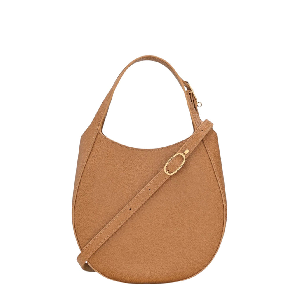 Lieblingstasche Le Foulonné S tan pebbled leather shoulder bag with gold hardware and adjustable strap.