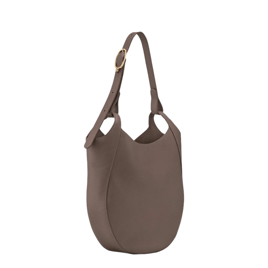 Lieblingstasche Le Foulonné taupe leather hobo shoulder bag with adjustable gold-tone buckle strap