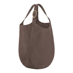 Lieblingstasche Le Foulonné XL shoulder bag in taupe grained leather with an adjustable gold-tone buckle strap
