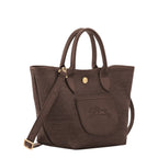 Lieblingstasche Le Panier Pliage XS dark brown woven leather handbag with top handles and adjustable strap.