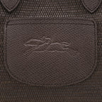 Lieblingstasche Le Panier Pliage XS dark brown woven tote bag with leather trim and embossed logo