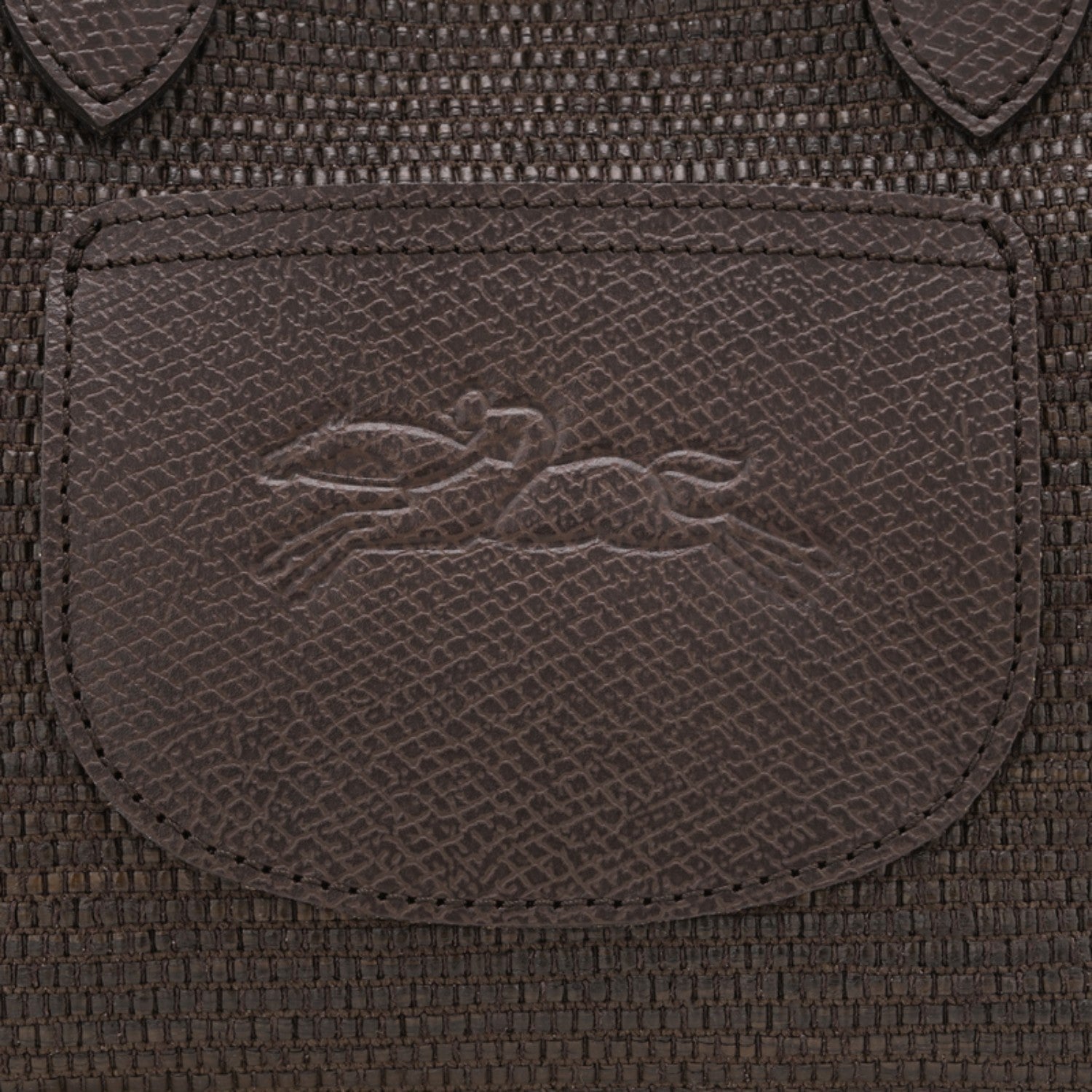 Lieblingstasche Le Panier Pliage XS dark brown woven tote bag with leather trim and embossed logo