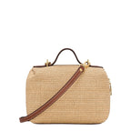 Lieblingstasche Le Panier Pliage XS straw crossbody bag with leather trim and gold hardware.