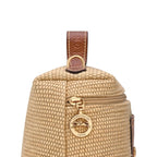 Lieblingstasche Le Panier Pliage XS straw crossbody bag with brown leather trim and gold hardware.
