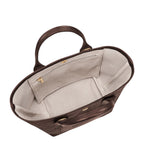 Lieblingstasche Le Panier Pliage XS dark brown textured leather tote bag with top handles and interior pockets.