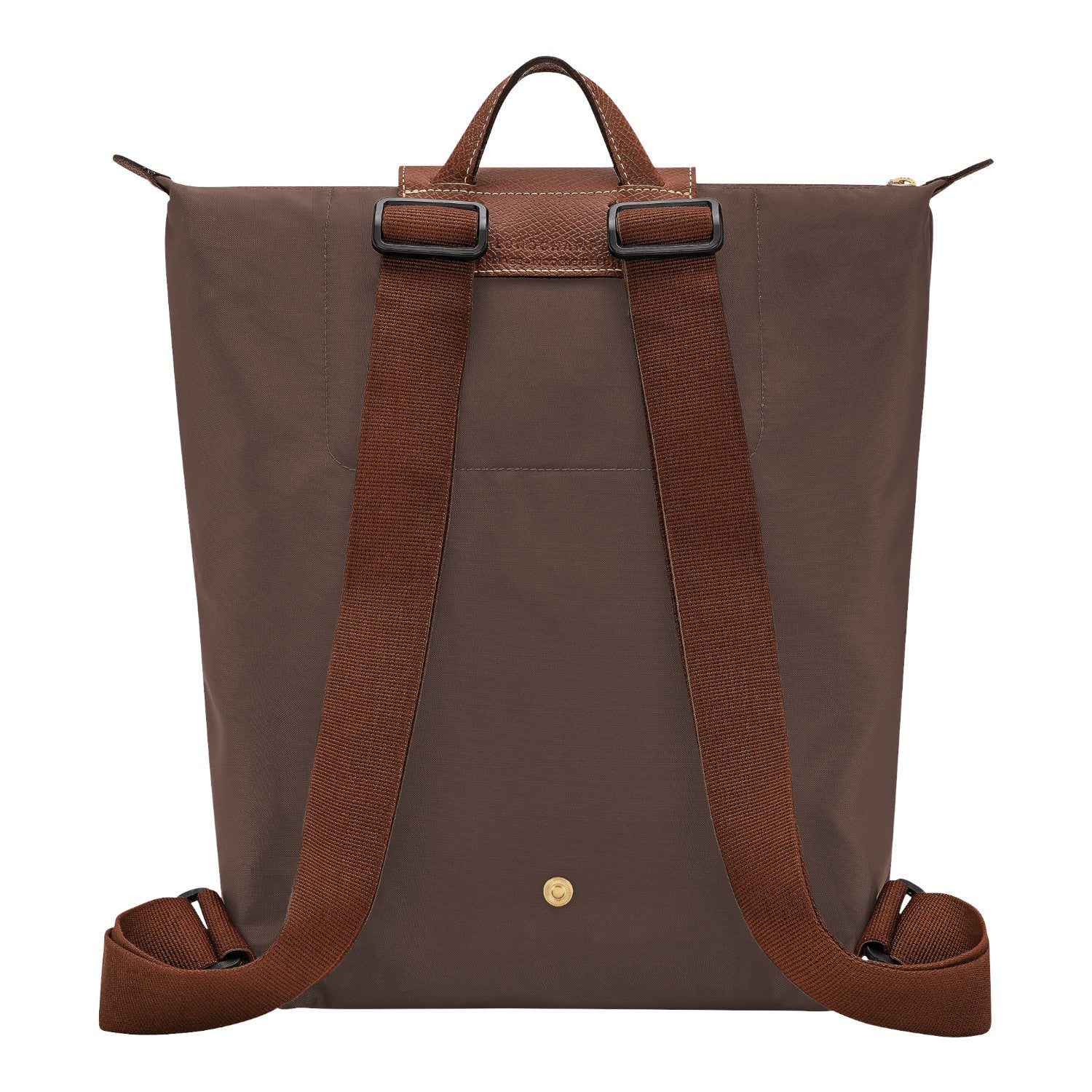 Lieblingstasche Le Pliage rucksack in brown nylon with adjustable fabric straps and leather top handle