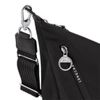 Lieblingstasche Le Pliage Energy black crossbody bag with silver hardware, adjustable strap, and zippered pocket.