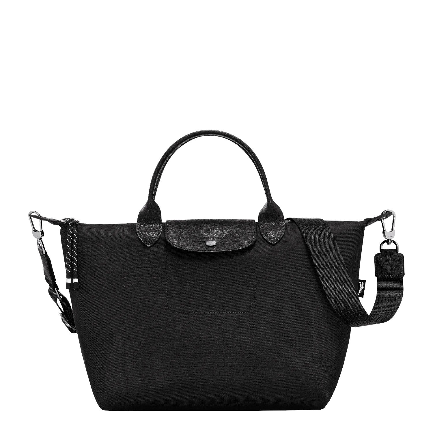 Lieblingstasche Le Pliage Energy M handbag in black recycled nylon with a detachable shoulder strap and rope details.