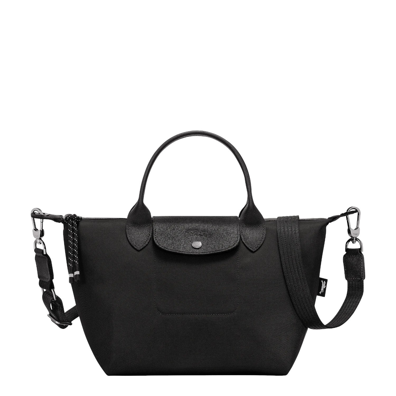 Lieblingstasche Le Pliage Energy black recycled nylon handbag with sporty rope details and adjustable shoulder strap