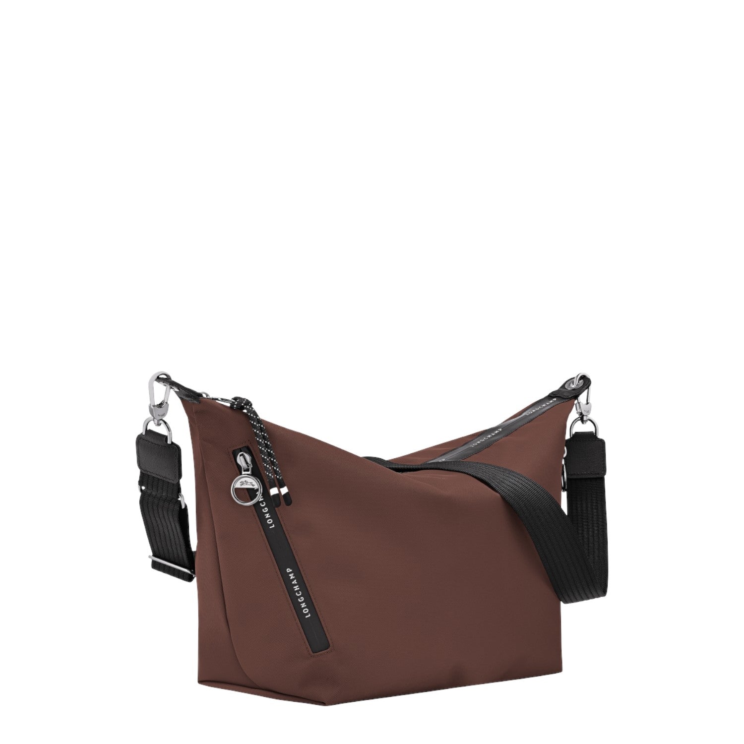 Lieblingstasche Le Pliage Energy medium brown crossbody bag with black strap and branded zipper details