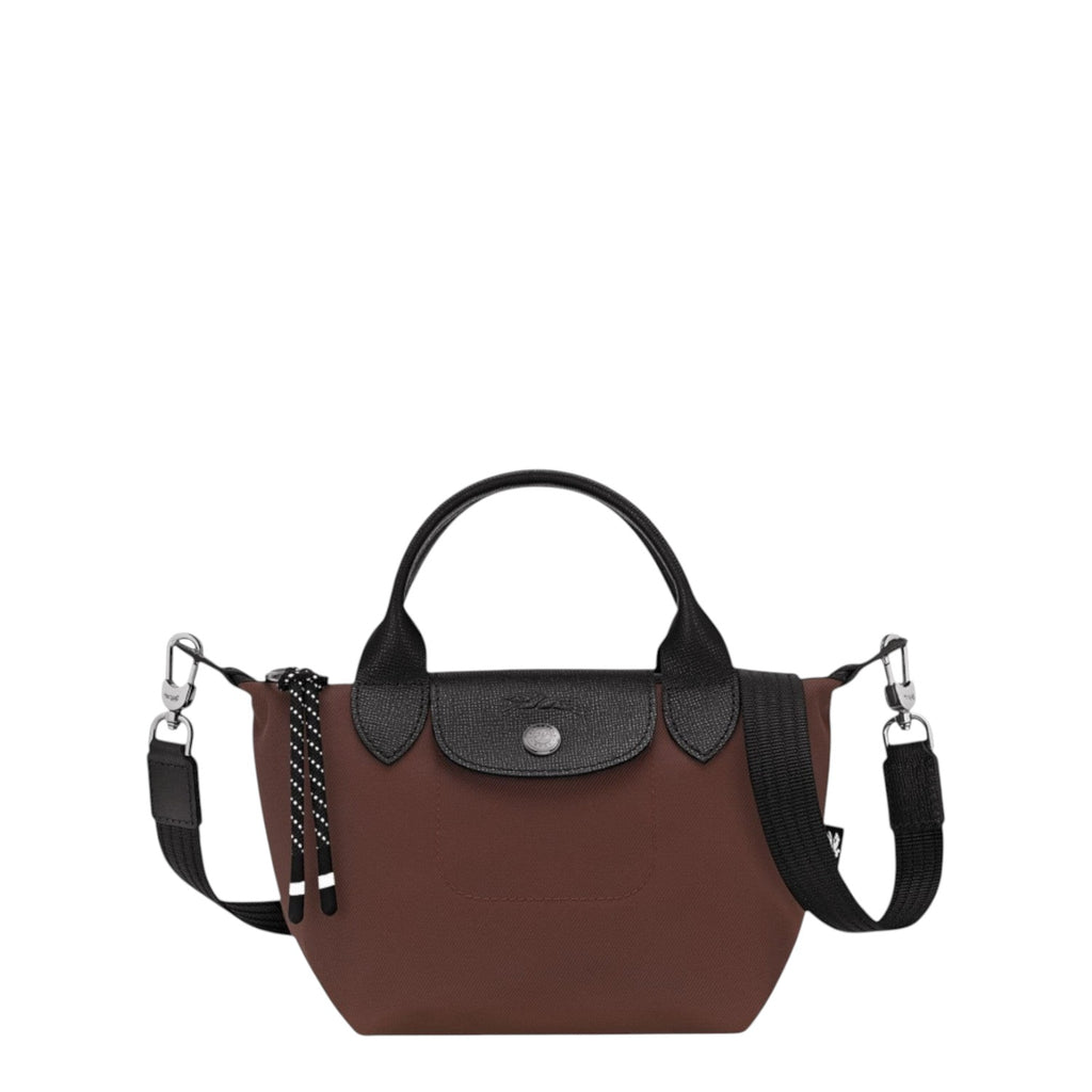Lieblingstasche Le Pliage Energy XS handbag in brown recycled nylon with black leather trim and rope detail
