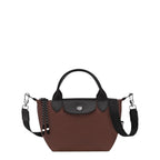 Lieblingstasche Le Pliage Energy XS handbag in brown recycled nylon with black leather trim and rope detail