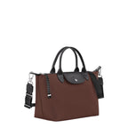 Lieblingstasche Le Pliage Energy S handbag in brown recycled nylon with black leather trim and rope detail