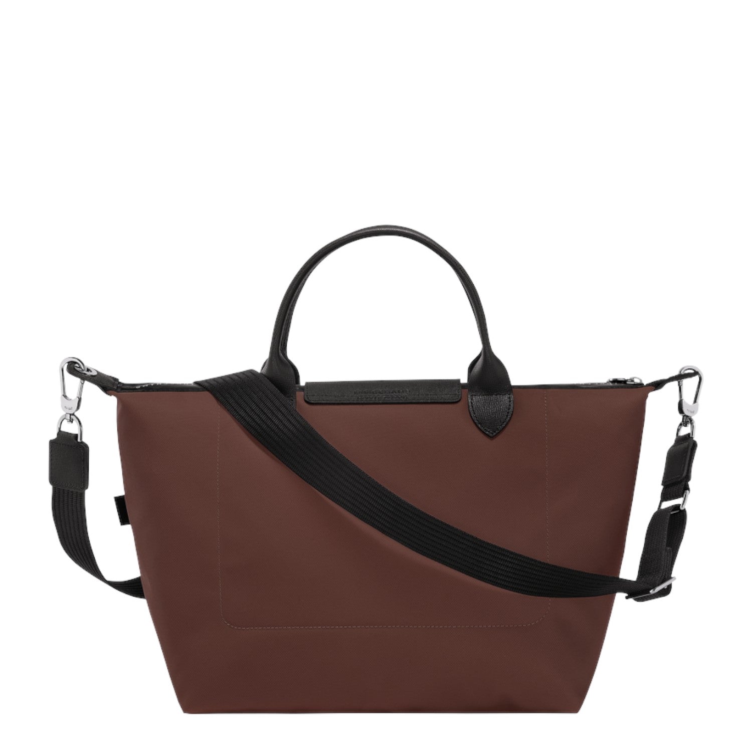 Lieblingstasche Le Pliage Energy M handbag in brown recycled nylon with black leather handles and shoulder strap