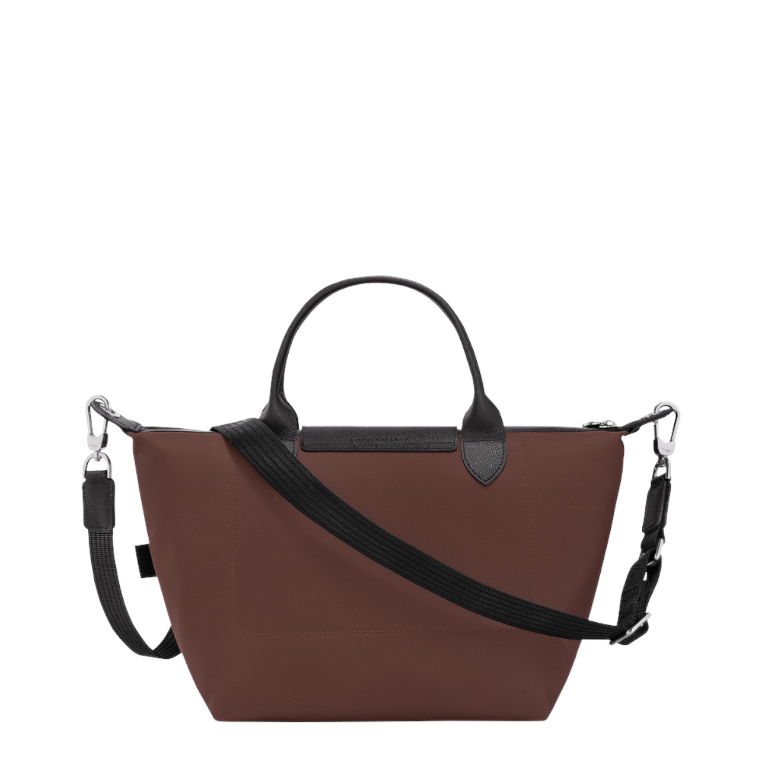Lieblingstasche Le Pliage Energy brown recycled nylon handbag with black leather trim and detachable shoulder strap