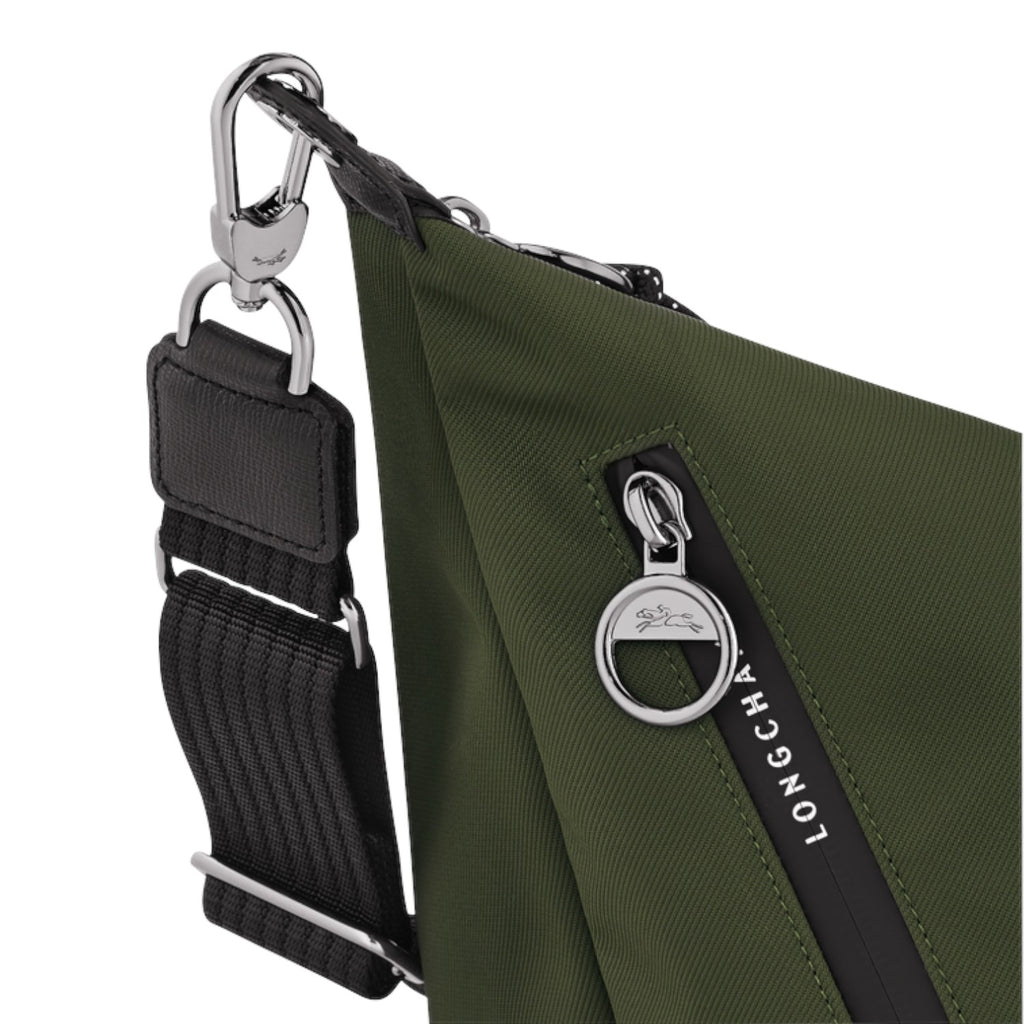 Lieblingstasche Le Pliage Energy olive green crossbody bag with black strap and silver hardware detail
