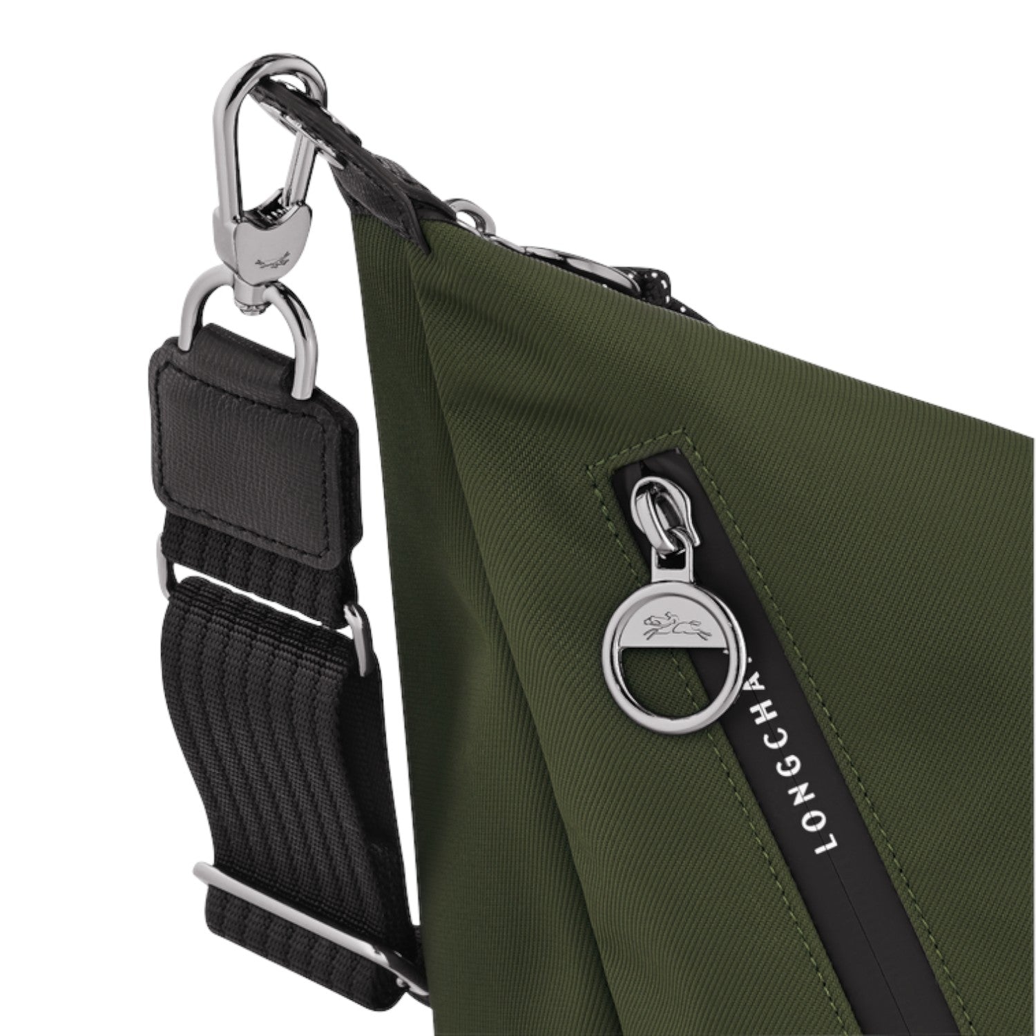 Lieblingstasche Le Pliage Energy olive green crossbody bag with black strap and silver hardware detail