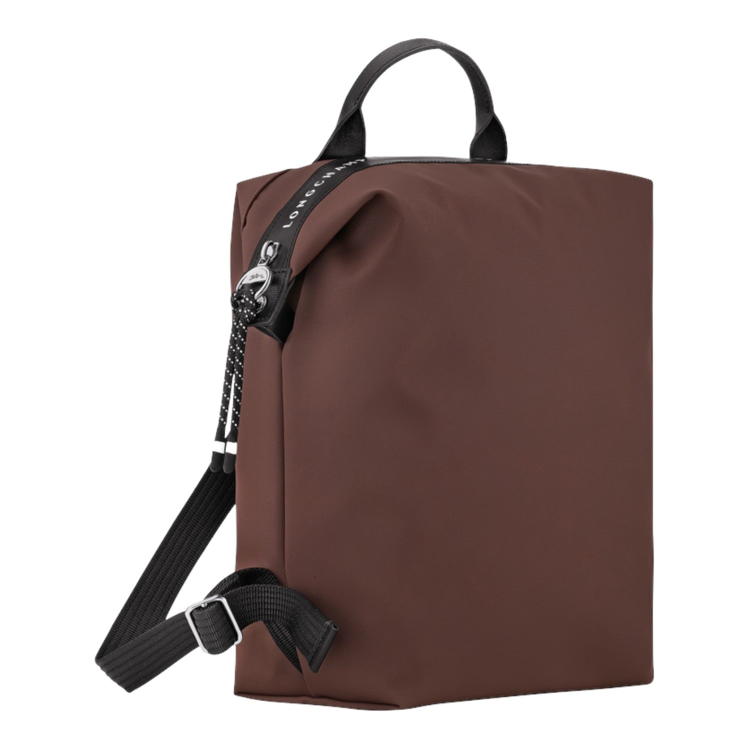 Lieblingstasche Le Pliage Energy Rucksack in brown nylon with black leather trim and adjustable straps.