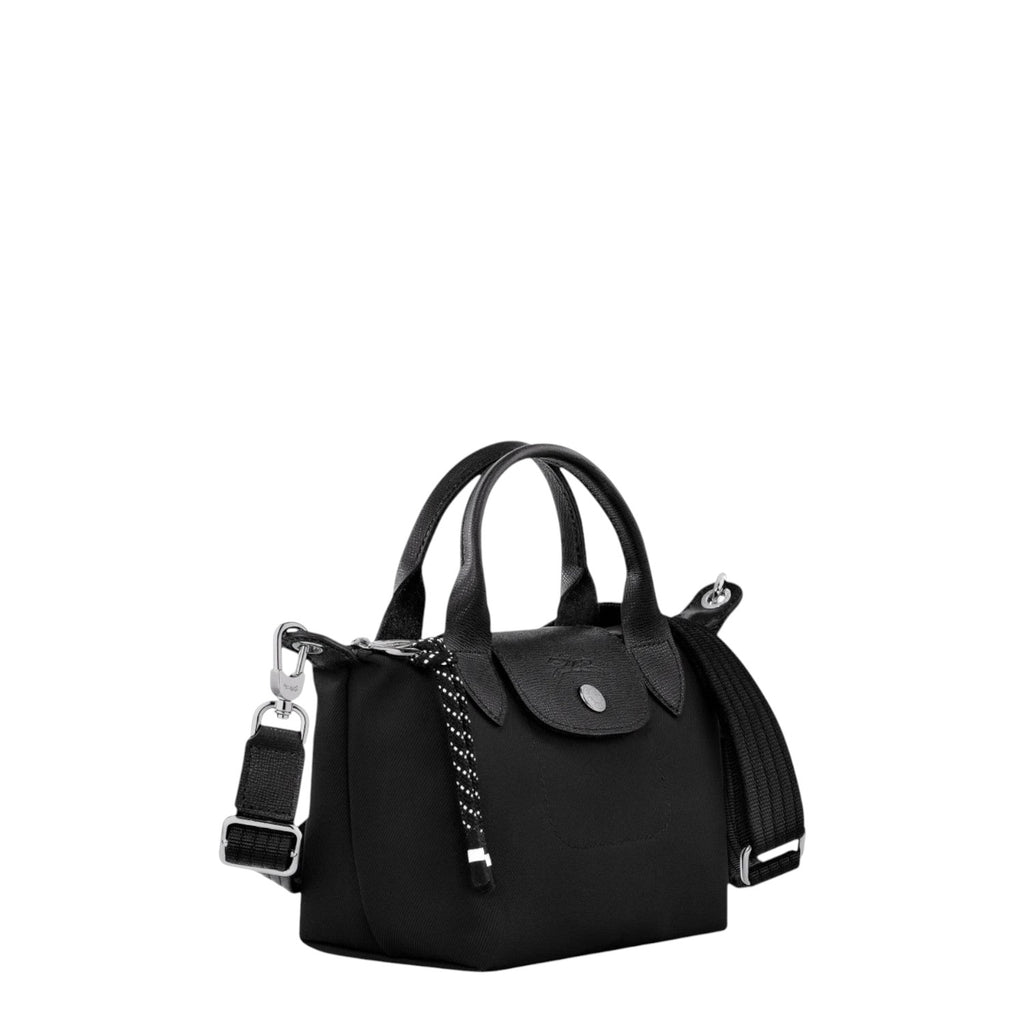 Lieblingstasche Le Pliage Energy XS black recycled nylon handbag with rope detail and adjustable strap.