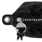Lieblingstasche Le Pliage Energy XS black recycled nylon handbag with rope detail and silver horse logo zipper pull.