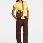 Lieblingstasche Le Pliage Energy XS handbag in dark brown recycled nylon with a black and white rope strap