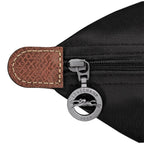 Lieblingstasche Le Pliage L black nylon handbag with leather trim and signature horse logo zipper pull.