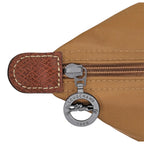 Lieblingstasche Le Pliage L handbag in tan nylon with leather trim and signature horse logo zipper pull.