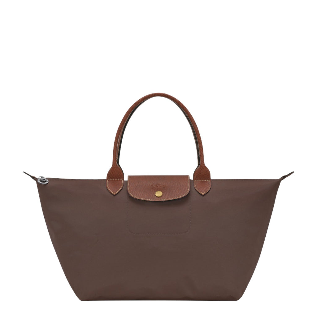 Lieblingstasche Le Pliage large brown nylon handbag with leather handles and flap closure