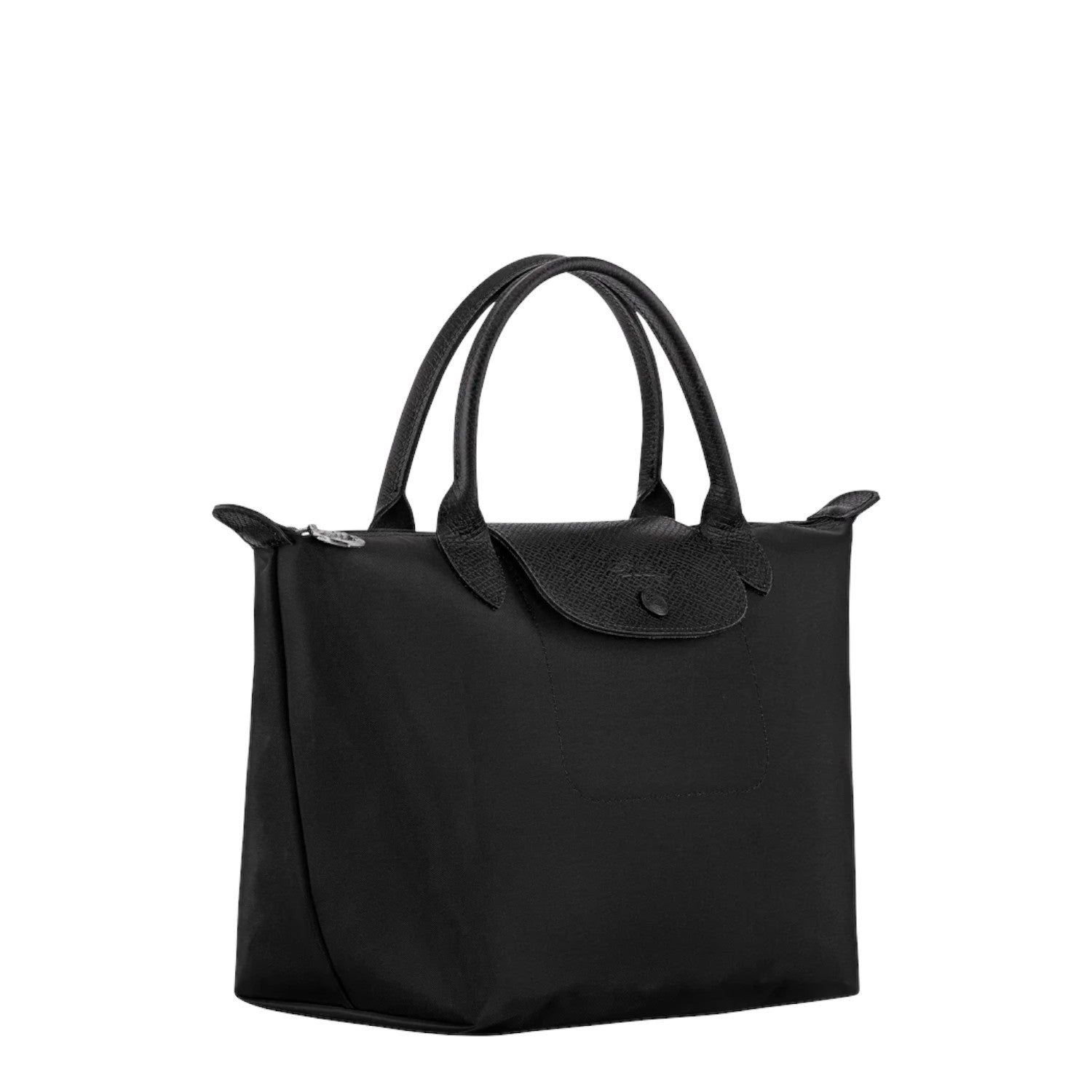 Lieblingstasche Le Pliage One black nylon handbag with leather trim and snap closure.